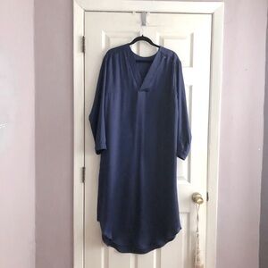 Bespoke Silk Dress Blue Heavy Size XL 12-14 Beautiful RARE